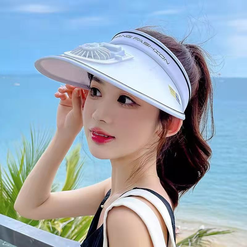 Sunscreen hat with fan