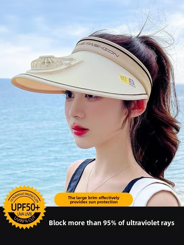 Sunscreen hat with fan