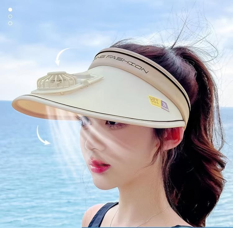 Sunscreen hat with fan
