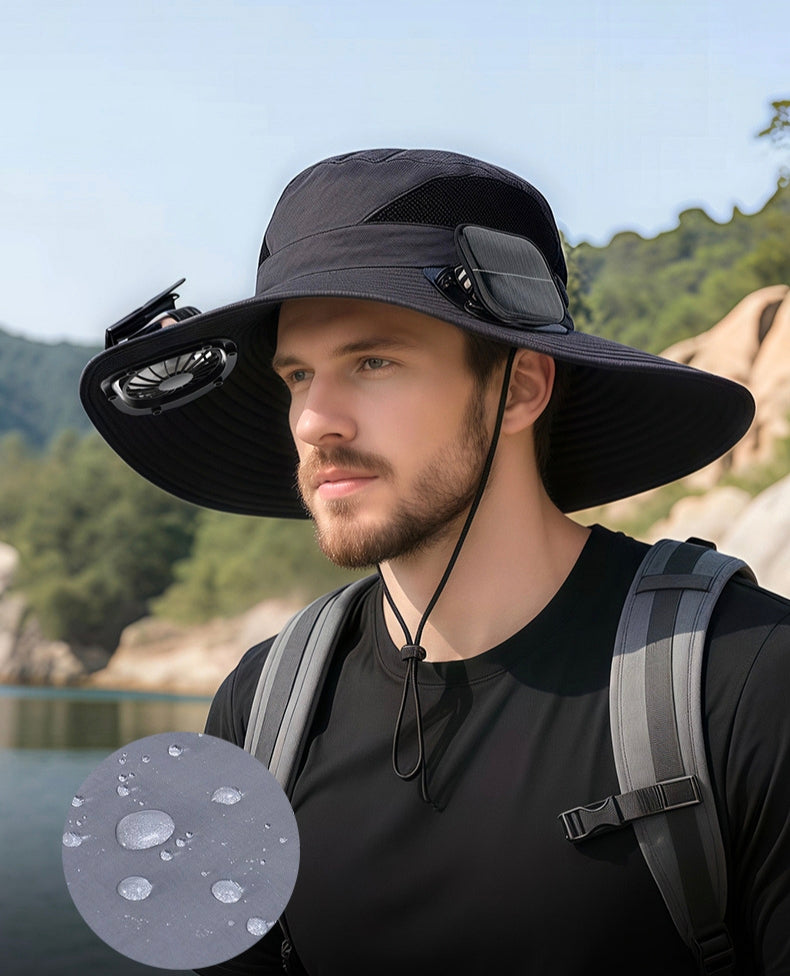 Solar-powered fan cap