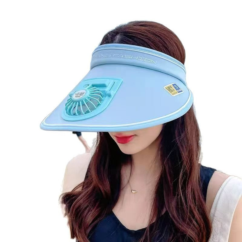 Sunscreen hat with fan